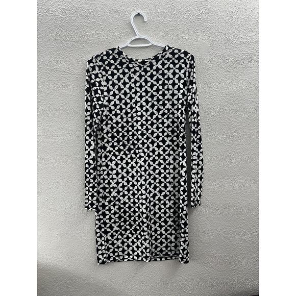 Michael Kors Womens Dress Size Small Black and White Geometric Long Sleeve - Picture 1 of 11